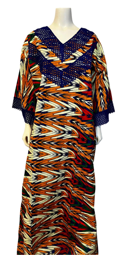 African Ankara Wax Print  Freestyle Kaftan Dress