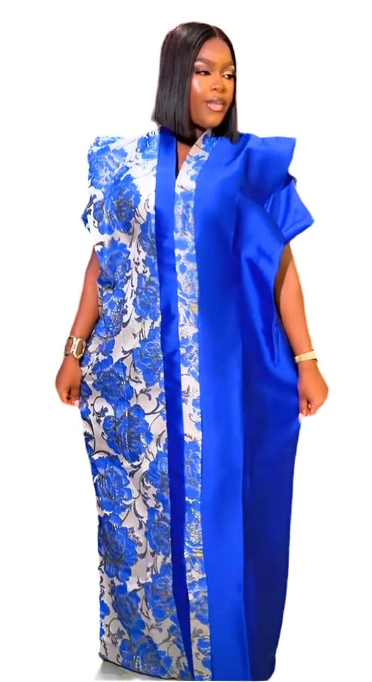 African Luxury Mixed Women Damask Brocade Bubu/ Kaftan Maxi Dress