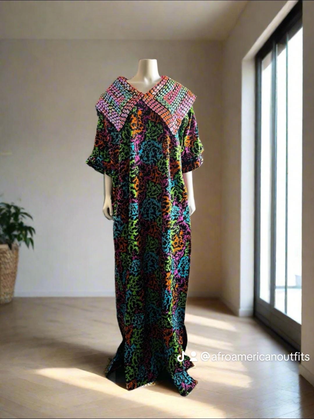 African Print Hand Beaded Ankara Maxi Dress