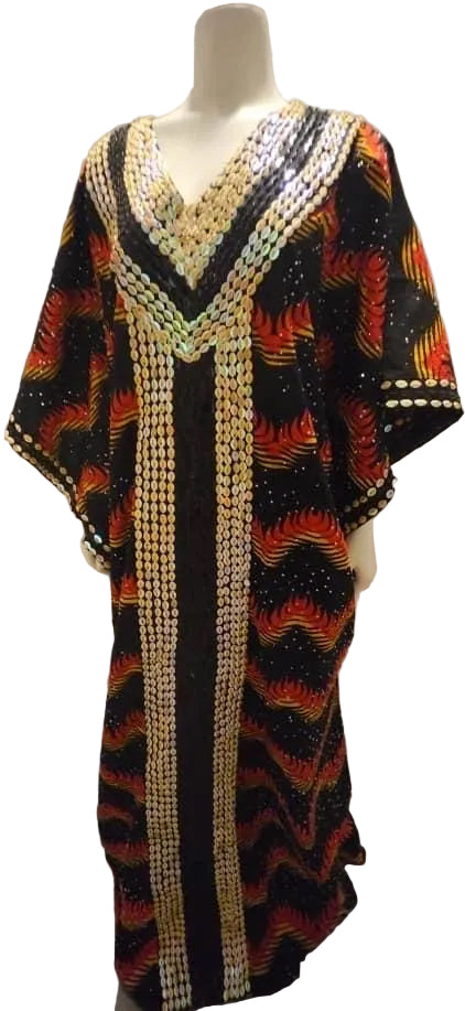 African Print Ankara Hand Beaded Bubu Maxi Dress