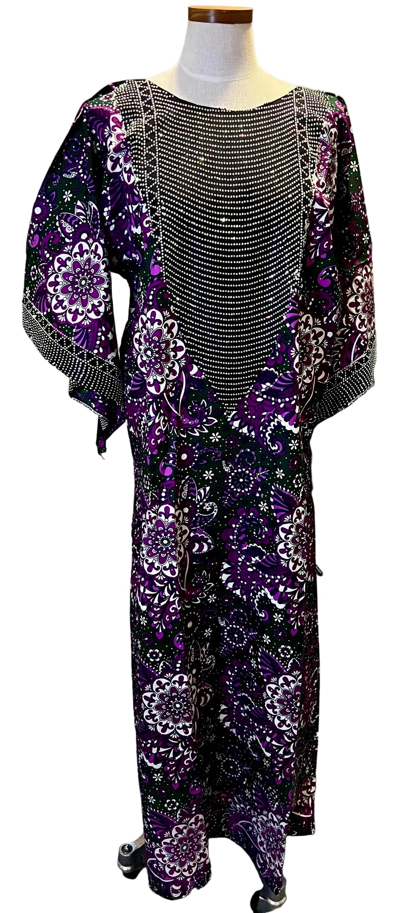 Glittering Stone African Ankara WaX Print Kaftan Dress Afro American Outfits