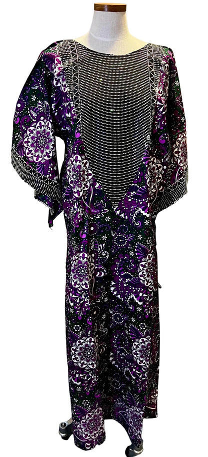 Glittering Stone African Ankara WaX Print Kaftan Dress Afro American Outfits