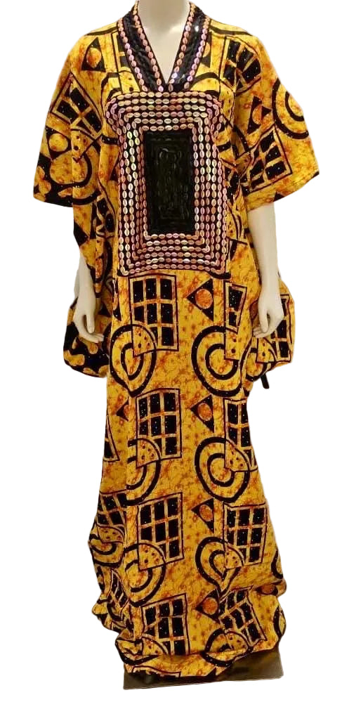 African Print Hand Beaded Ankara Maxi Dress