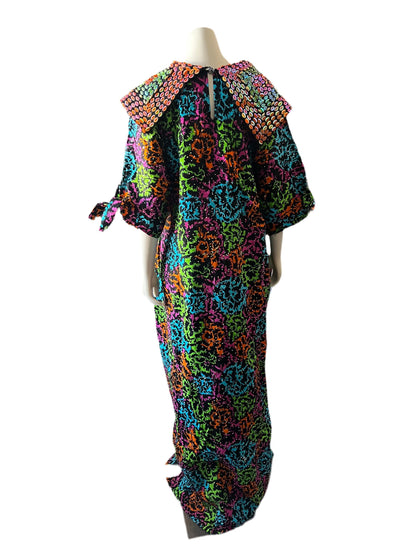 African Print Hand Beaded Ankara Maxi Dress
