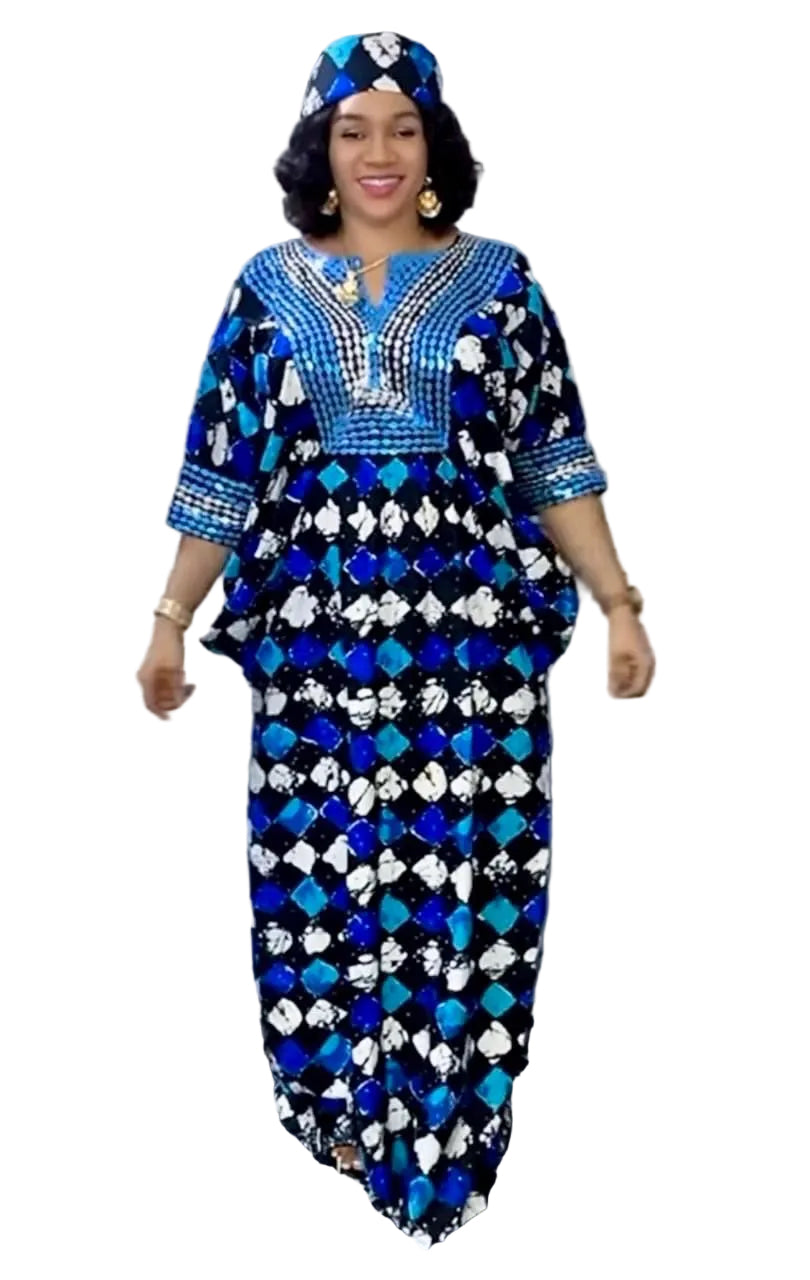 African Print Hand Beaded Ankara Maxi Dress