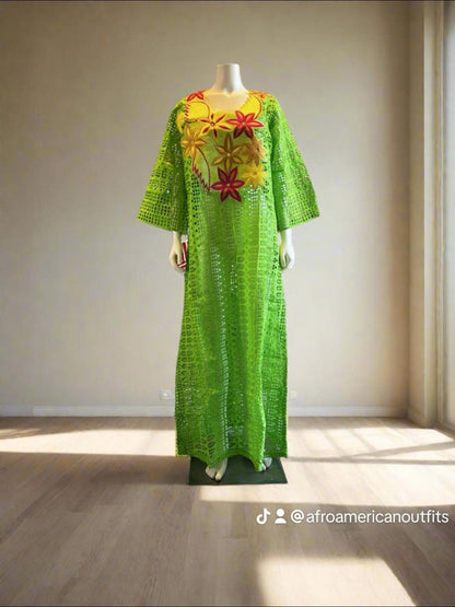 African Luxury Embroidered Lace Boubou Dress Afro American Outfits
