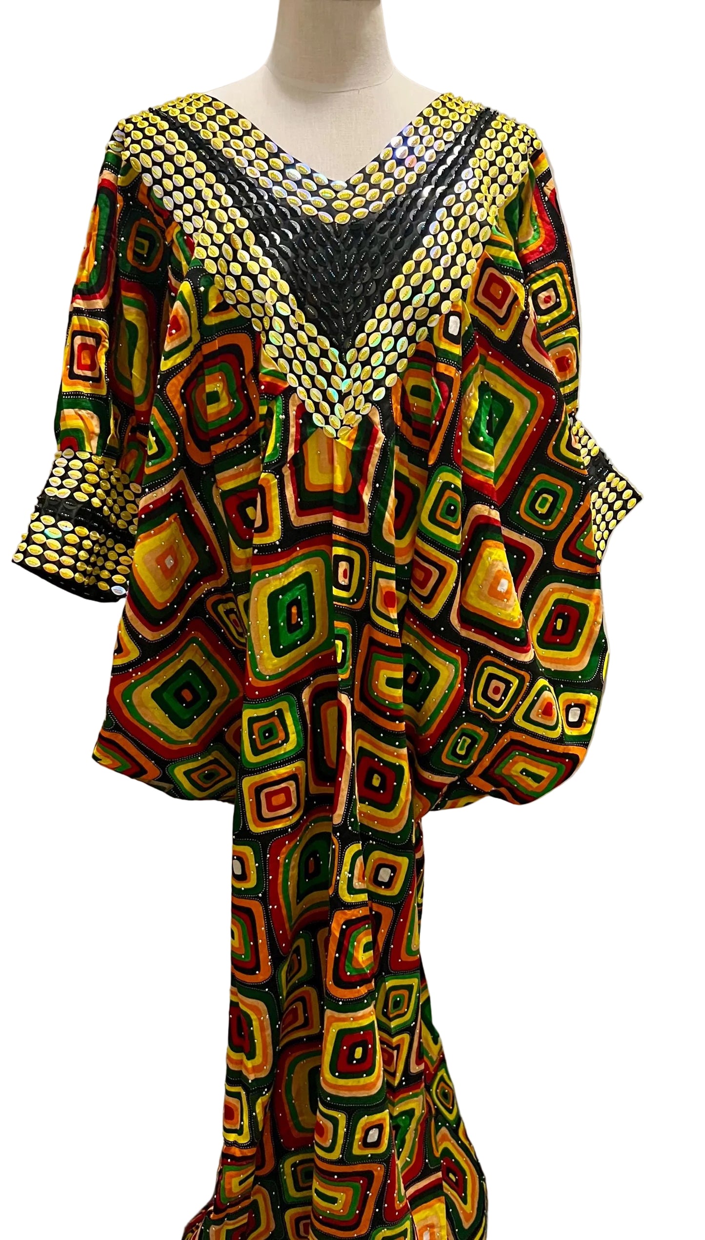 African Print Ankara Hand Beaded Bubu
