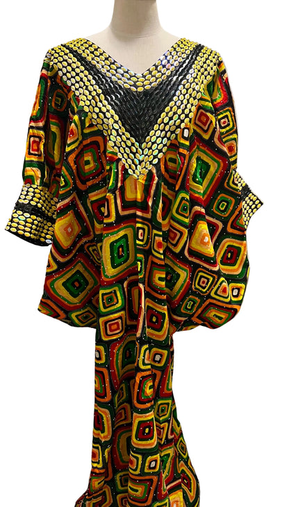 African Print Ankara Hand Beaded Bubu