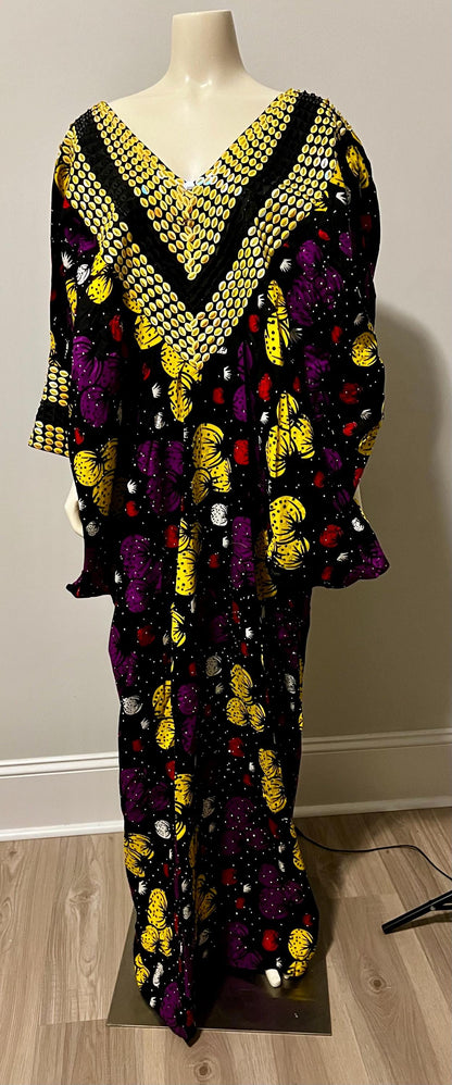 African Print Ankara Hand Beaded Bubu