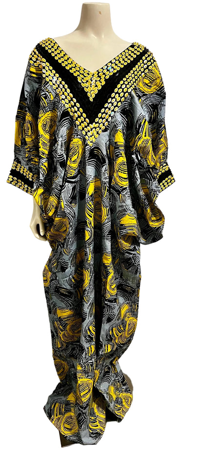 African Print Ankara Hand Beaded Bubu