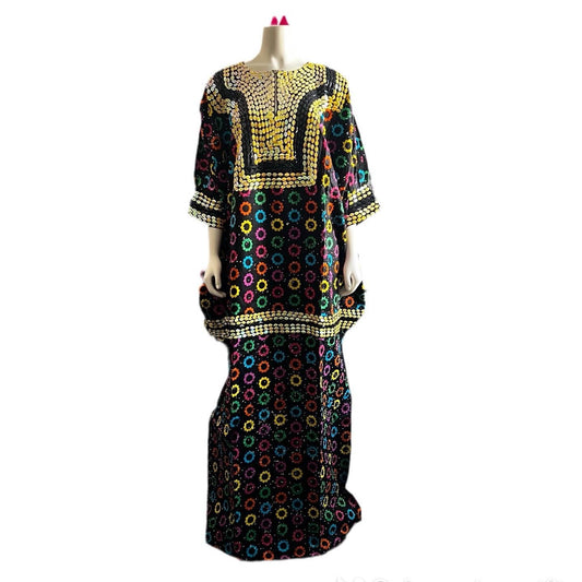 African Print Hand Beaded Ankara Maxi Dress