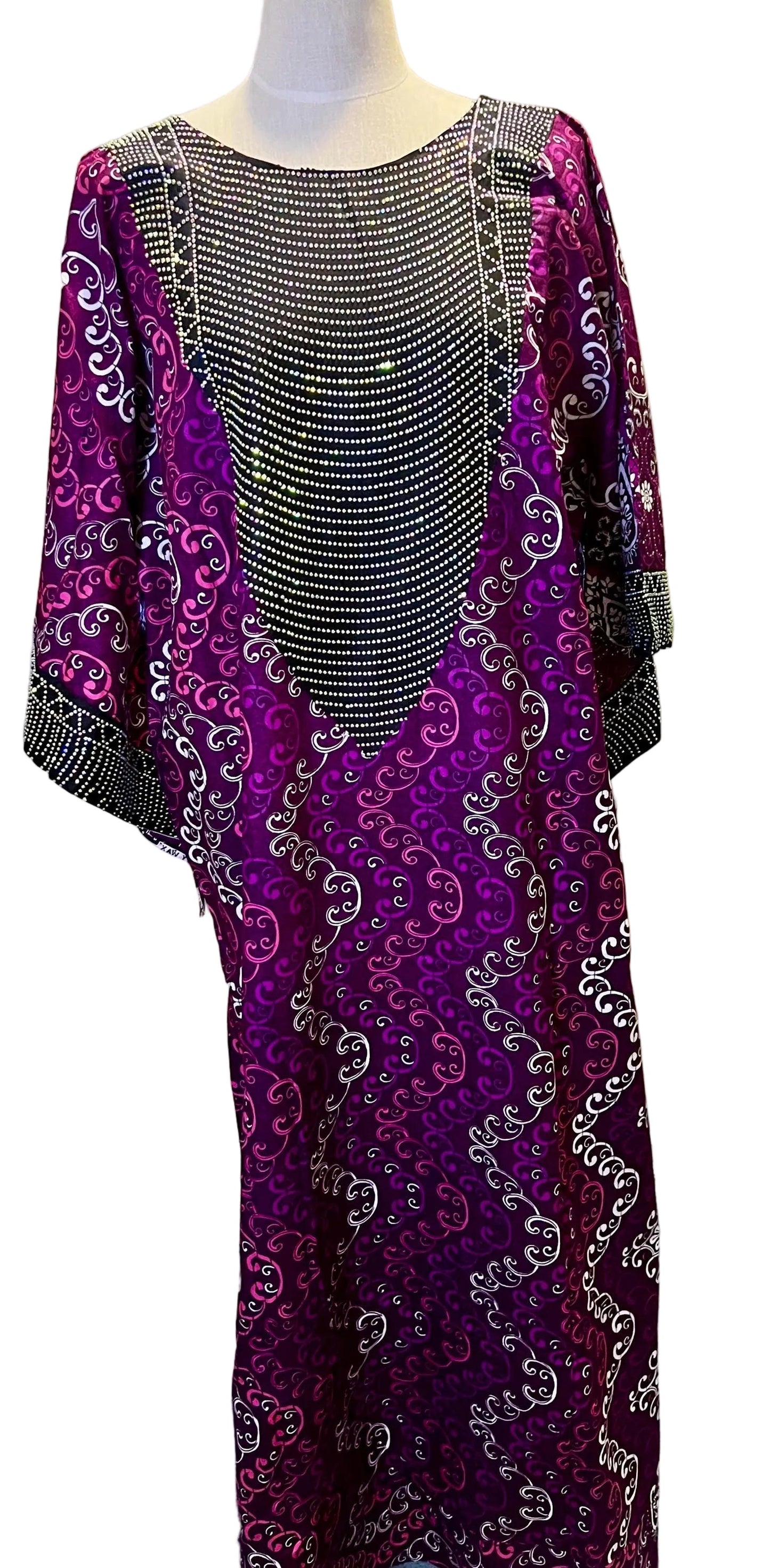 Glittering Stone African Ankara WaX Print Kaftan Dress Afro American Outfits