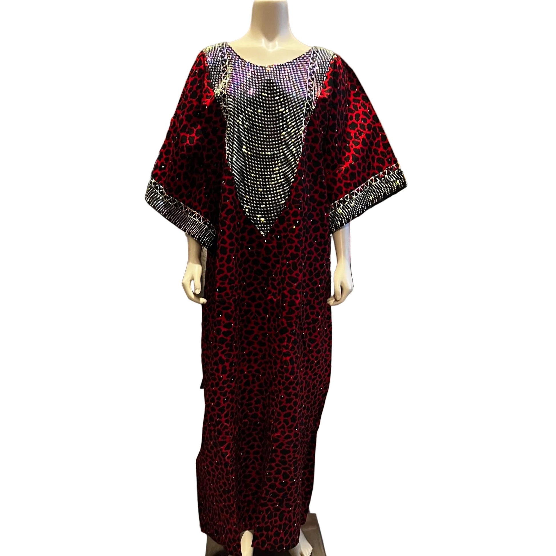 Glittering Stone African Ankara WaX Print Kaftan Dress Afro American Outfits