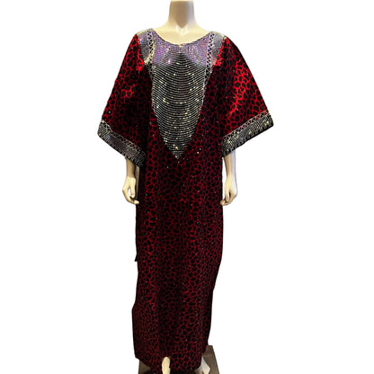 Glittering Stone African Ankara WaX Print Kaftan Dress Afro American Outfits