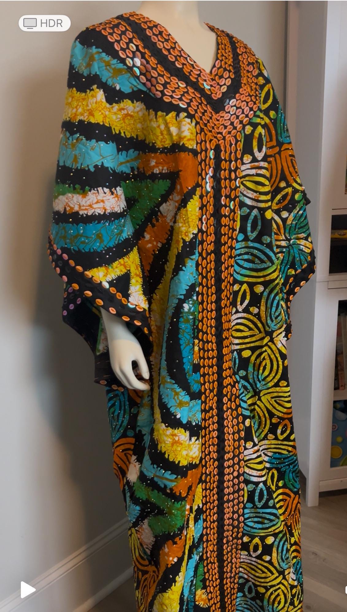 African Wax Print Hand Beaded Luxury Boubou Dress Afro American Outfits