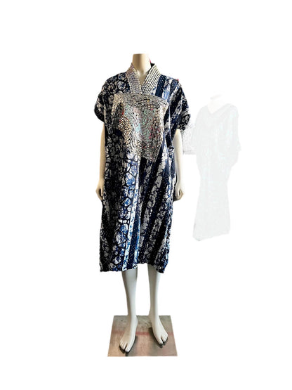 African Ankara Hand Beaded Short Maxi Bubu/Dress