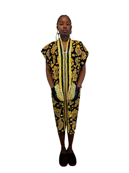 African Ankara Hand Beaded Short Maxi Bubu/Dress