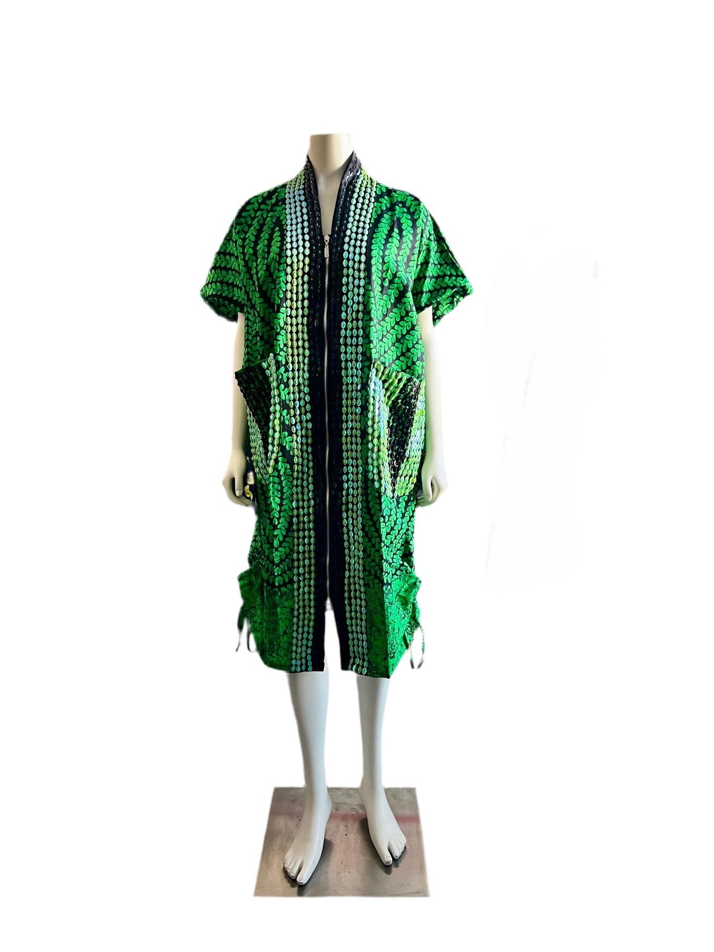 African Ankara Hand Beaded Short Maxi Bubu/Dress