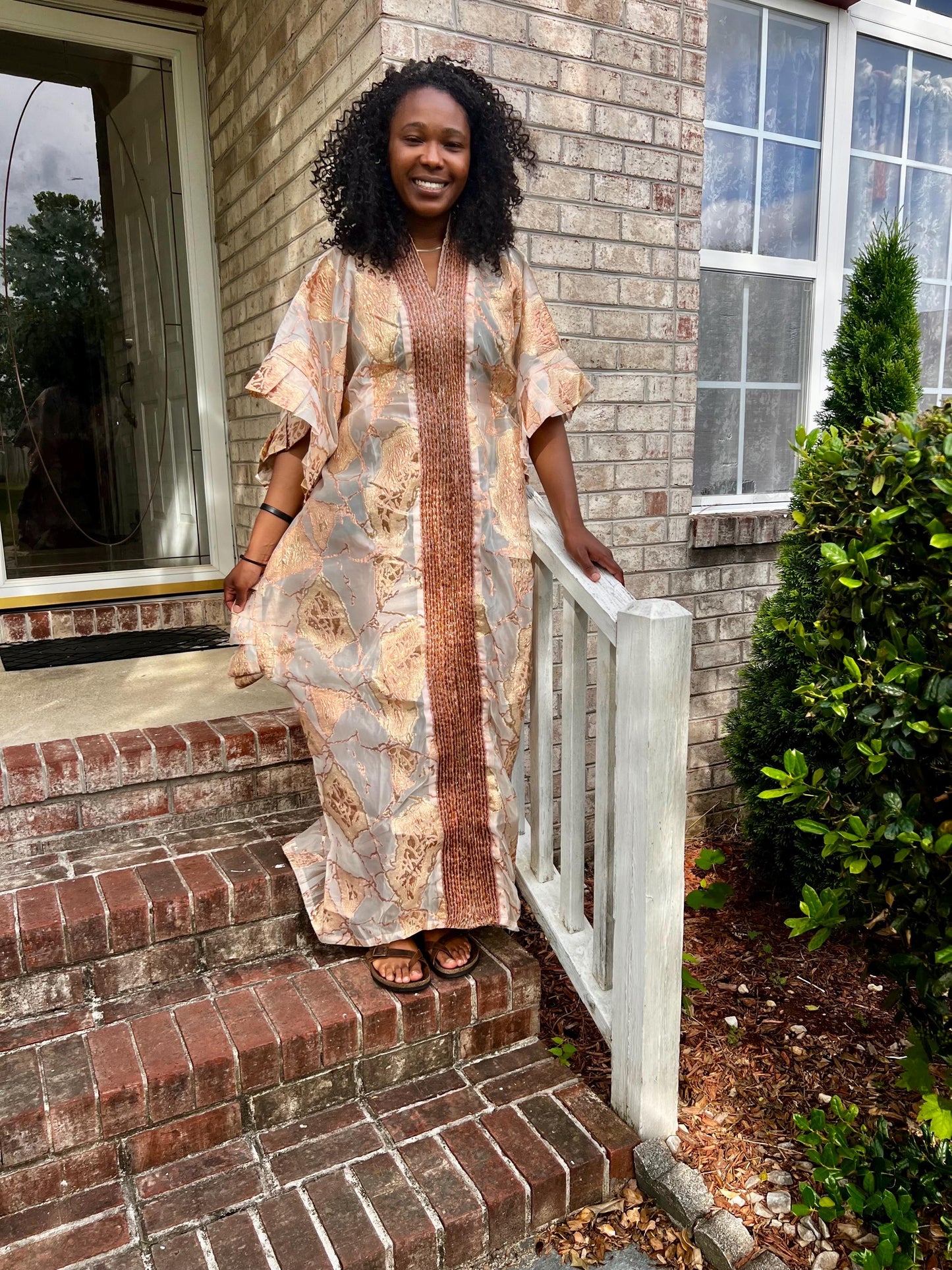 Unique African Jacquard Brocade  Beaded Afro Phoebe Kaftan/Bubu Dress with Inner Wear