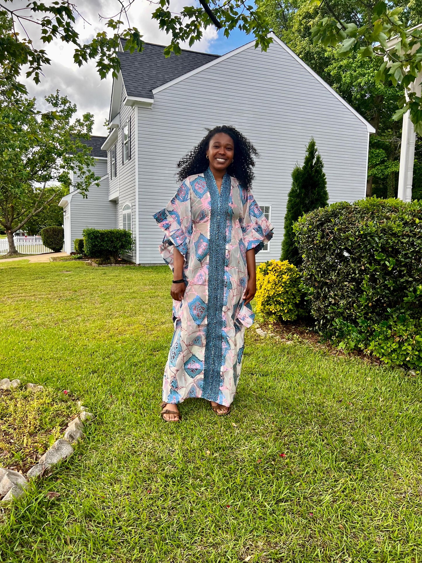 Unique African Jacquard Brocade  Beaded Afro Phoebe Kaftan/Bubu Dress with Inner Wear