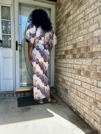 Elegant Damask Brocade fitted Afro Talia Dress