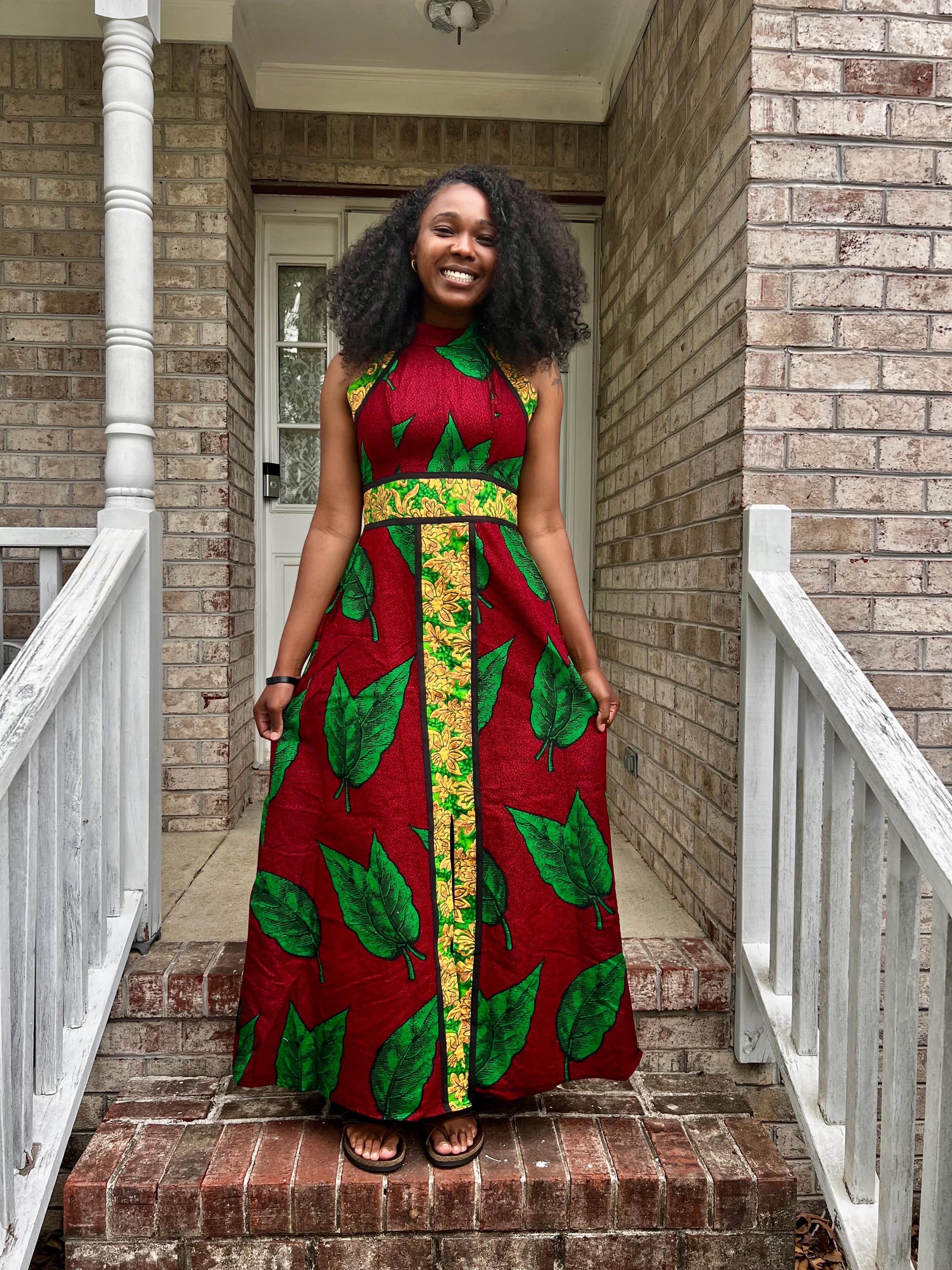 African Ankara Print Afro Eunice Halter Neck Dress Afro American Outfits