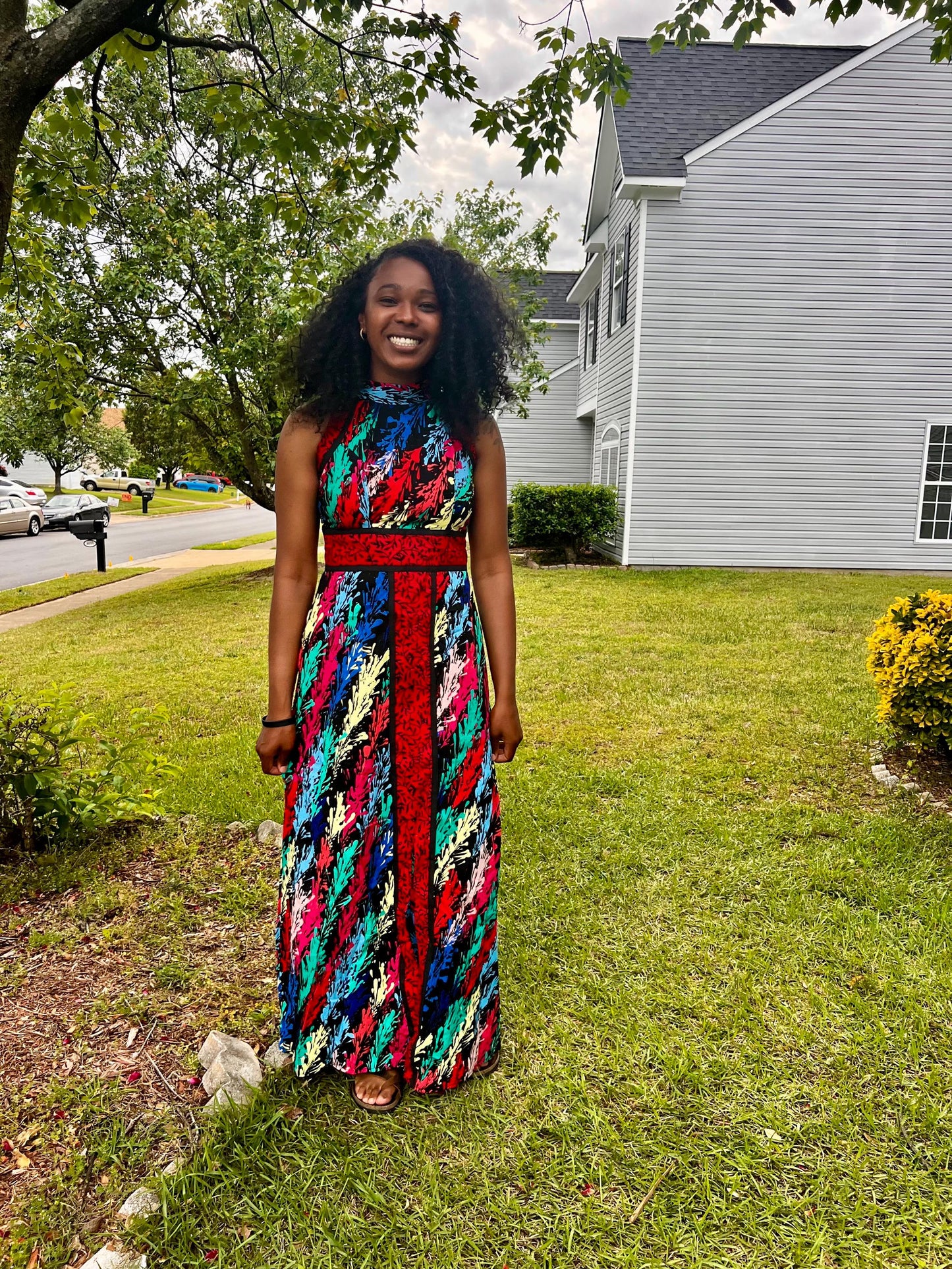 African Ankara Print Afro Eunice Halter Neck Dress Afro American Outfits