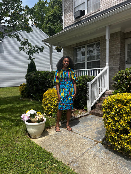 African Ankara Wax Print Sahara Everyday Dress