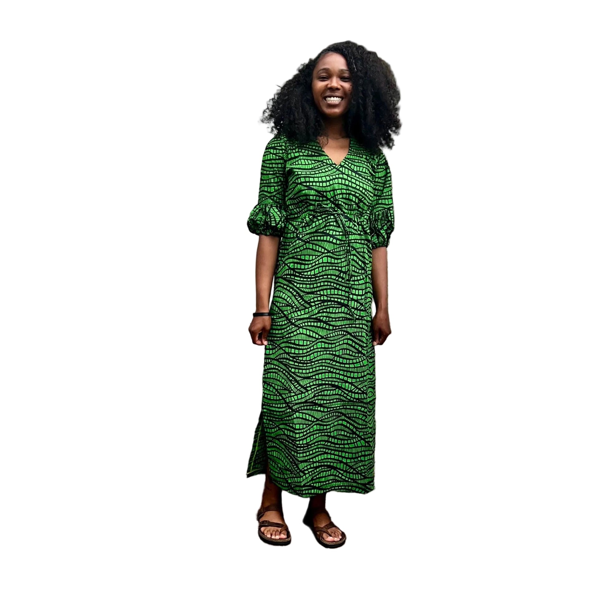 African Wax Print Ankara Tie Waist Sisi Eko Dress Afro American Outfits