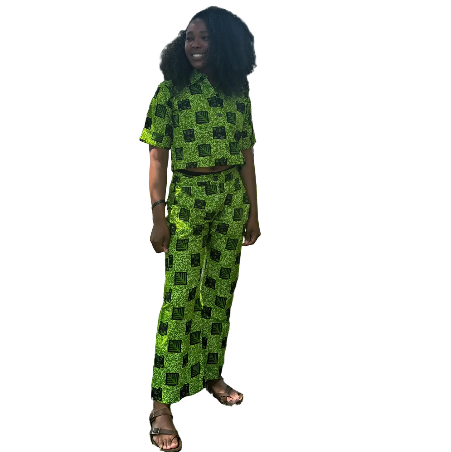 African Print Ankara Cropped Top  2p Pant Set