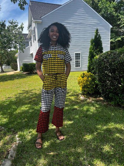 African Print Ankara Cropped Top  2p Pant Set