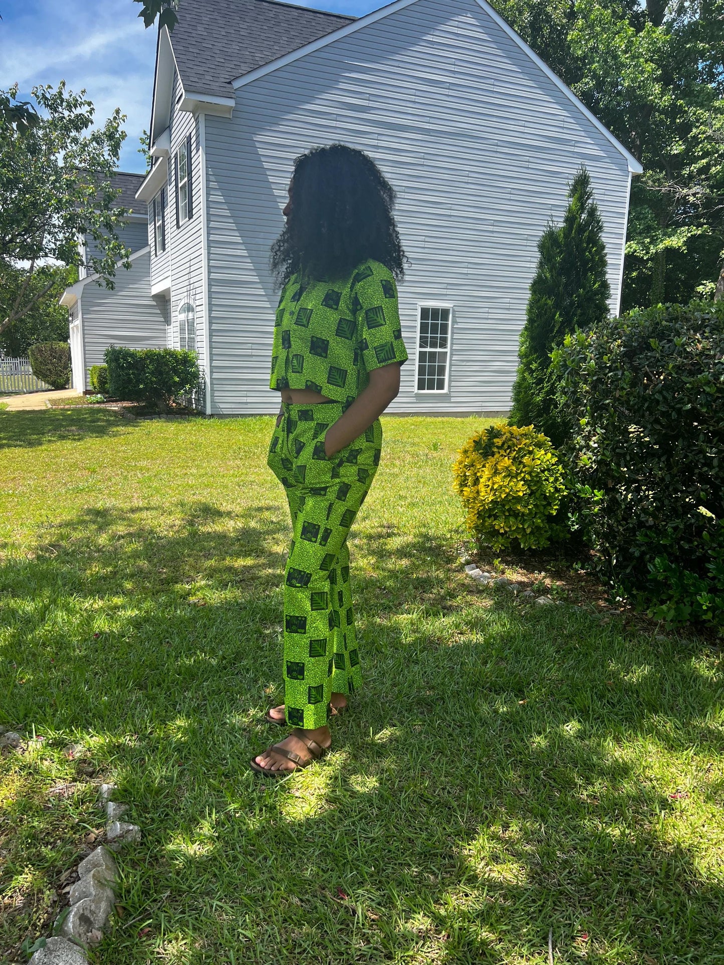 African Print Ankara Cropped Top  2p Pant Set