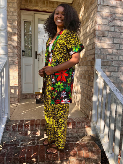 African  Ankara Wax Print  Kimono Pant Set