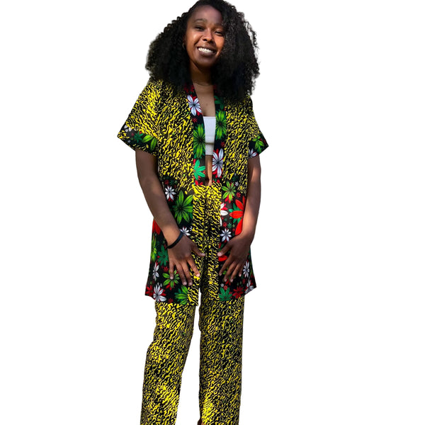 African  Ankara Wax Print  Kimono Pant Set