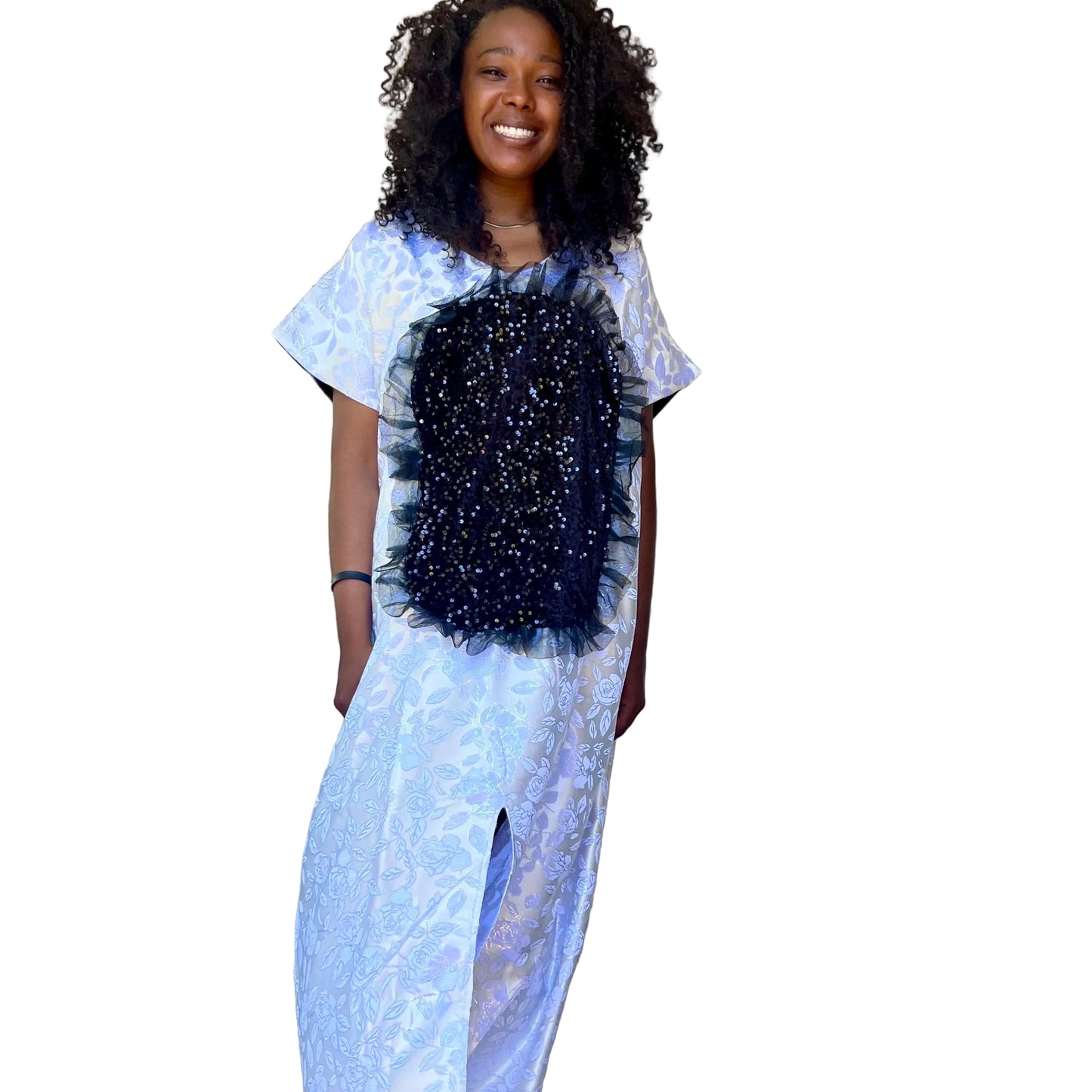 African Unique Damask Brocade with Sequin/Aso-Oke Boubou/Maxi Dress