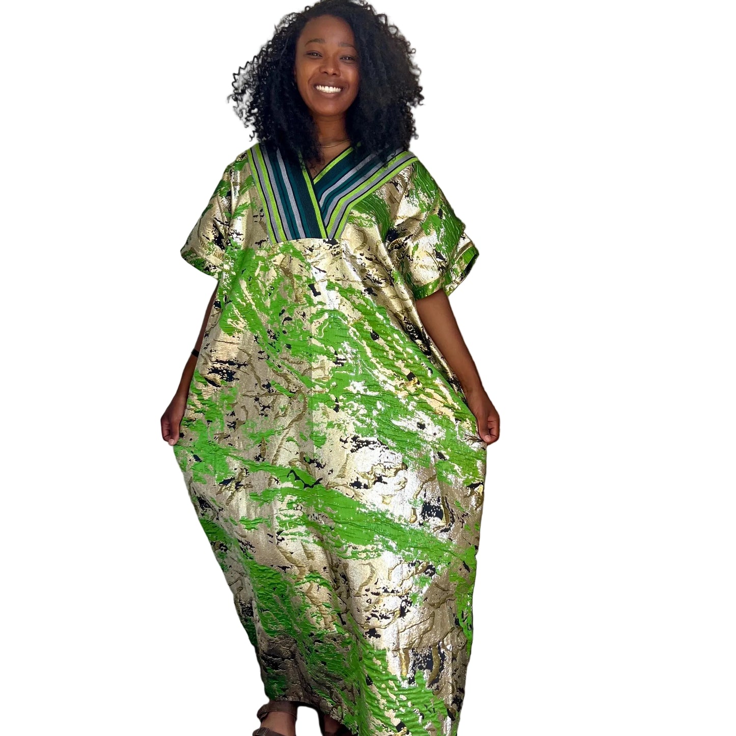 African Unique Damask Brocade with Sequin/Aso-Oke Boubou/Maxi Dress