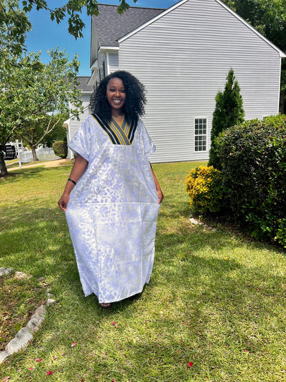 African Unique Damask Brocade with Sequin/Aso-Oke Boubou/Maxi Dress