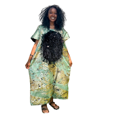 African Unique Damask Brocade with Sequin/Aso-Oke Boubou/Maxi Dress