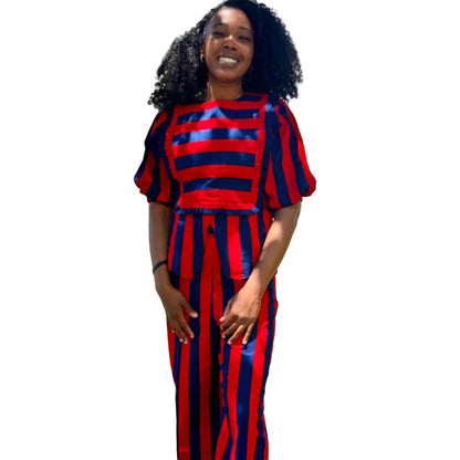 African Print Ankara  Wax Stripped Design 2p Pant Set