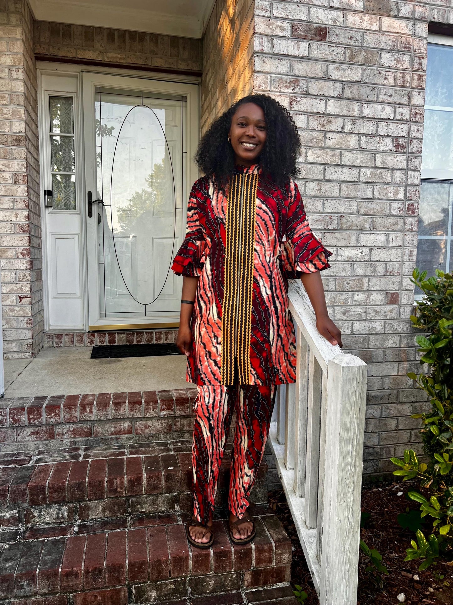 African Wax Print Ankara Kimono Style Front Zipper 2p Pant Set Afro American Outfits