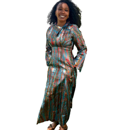 Luxury Damask Brocade  Fitted Dress