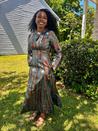 Luxury Damask Brocade  Fitted Dress