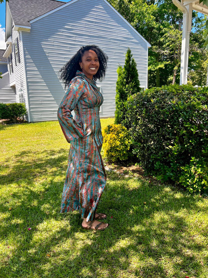 Luxury Damask Brocade  Fitted Dress