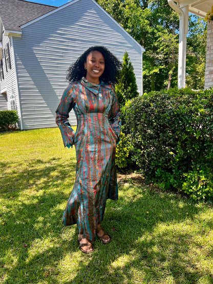 Luxury Damask Brocade  Fitted Dress