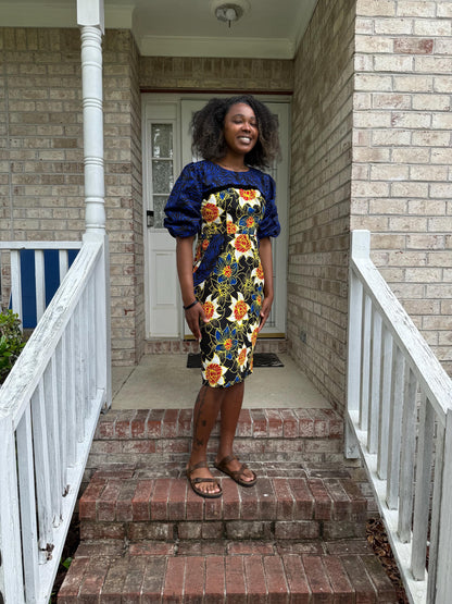 African Floral Print Ankara Dress Afro American Outfits