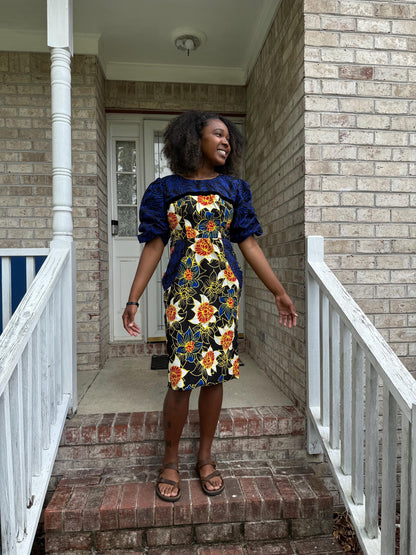 African Floral Print Ankara Dress Afro American Outfits