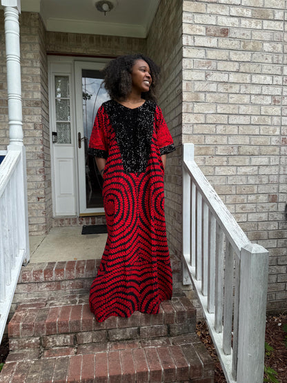African Ankara Wax Print Unique Freestyle Dress/Kaftan