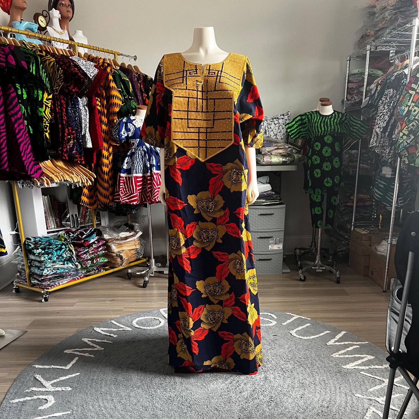 African Print Ankara Unique Embroidered Kaftan Dress