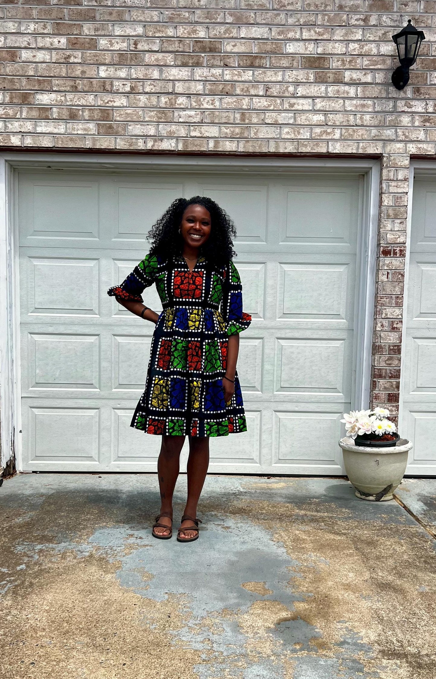 African Ankara Wax Print  Afro Tiara Dress Multicolored Dress