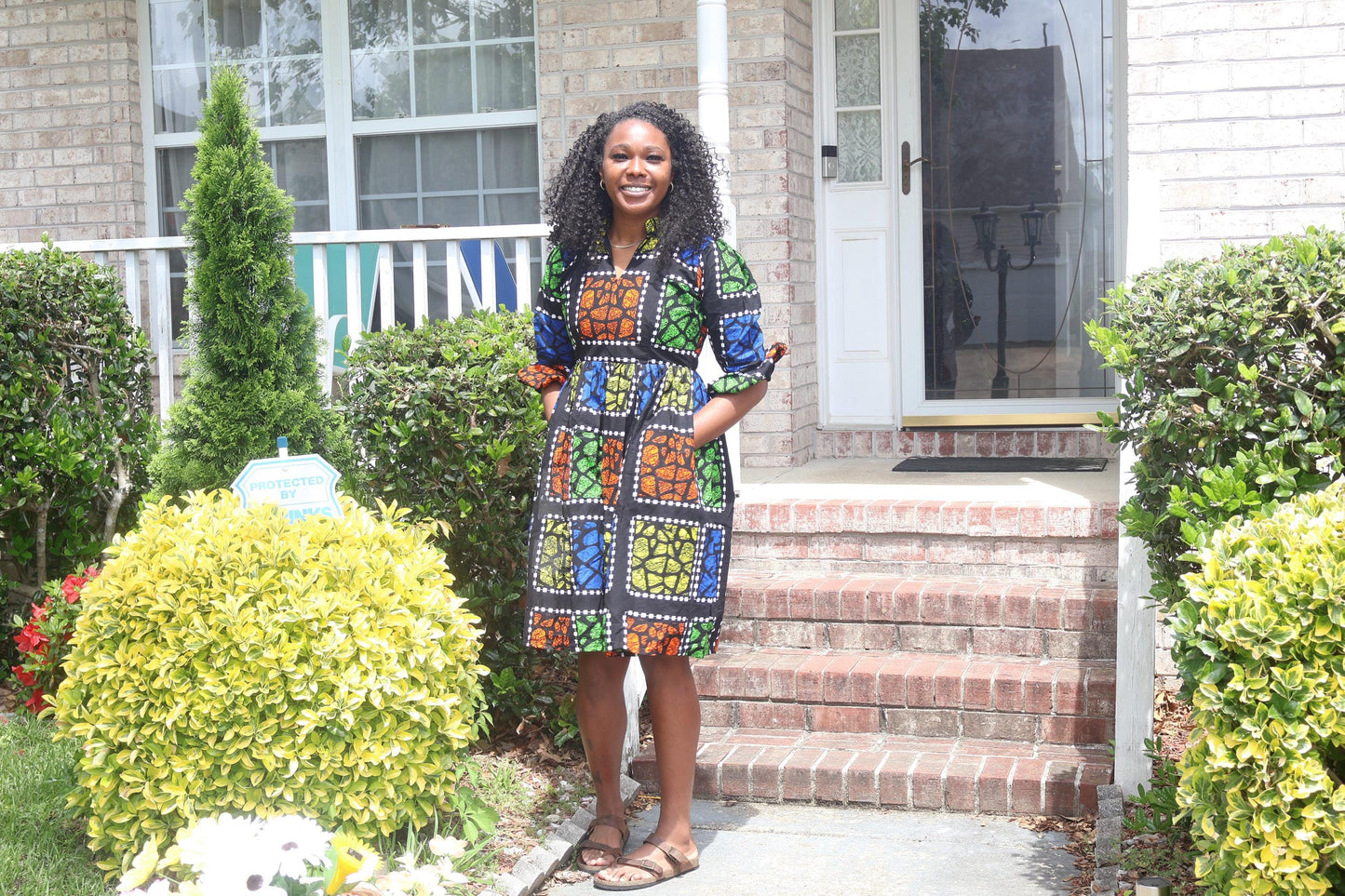 African Ankara Wax Print  Afro Tiara Dress Multicolored Dress